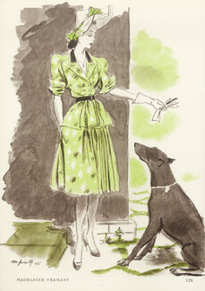 Madeleine Vramant 1945 Pinta Fashion Illustration Dog