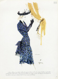 Lucien Lelong 1945 Summer Dress, René Gruau, Staron (Fabric)