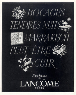 Lancôme (Perfumes) 1947 Bocages, Tendres Nuits, Marrakech, Peut-être, Cuir
