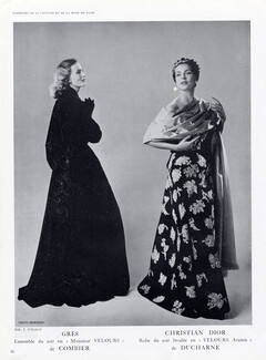 Grès & Christian Dior (Couture) 1952 Ducharne & Combier, Seeberger, Evening Gown