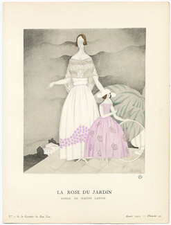 La Rose du Jardin, 1922 - Charles Martin, Robes de Jeanne Lanvin. La Gazette du Bon Ton, n°7 — Planche 55