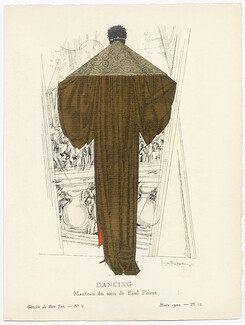 Dancing, 1920 - Georges Lepape, Manteau du soir de Paul Poiret. La Gazette du Bon Ton, n°2 — Planche 12