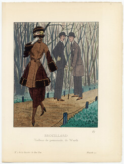 Brouillard, 1920 - Pierre Brissaud, Tailleur de promenade de Worth. La Gazette du Bon Ton, n°7 — Planche 55