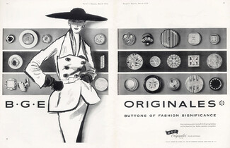 Ets B.G.E (Bailey, Green, Elger) 1954 Fine Buttons of Fashion