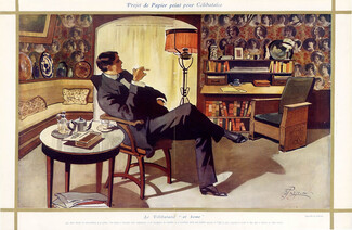 René Préjelan 1910 "Project of wallpaper for single man" Célibataire "at Home"