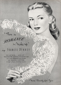 Frances Denney (Cosmetics) 1945 "Romance" Making-up, Feather Fan