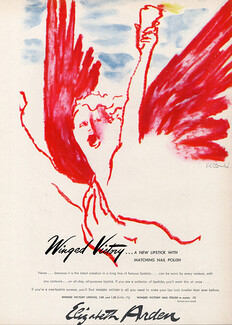 Elizabeth Arden (Cosmetics) 1945 Winged Victory Lipstick, Nail Polish, René Bouché
