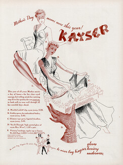 Kayser (Hosiery, Stockings) 1942 Gloves, Underwear, Nightgown