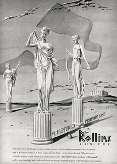 Rollins (Hosiery, Stockings) 1944 Iris, Venus, Diana, Greek Sculpture