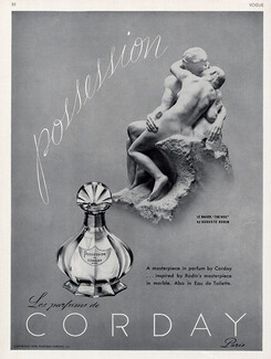 Corday (Perfumes) 1940 "Possession" Le Baiser, "The Kiss" by Auguste Rodin