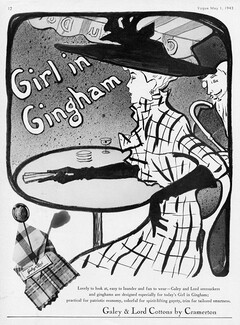 Galey & Lord (Fabric) 1943 Girl in Gingham