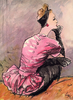Eric (Carl Erickson) 1943 Evening Pink Blouse, Hattie Carnegie (Couture)