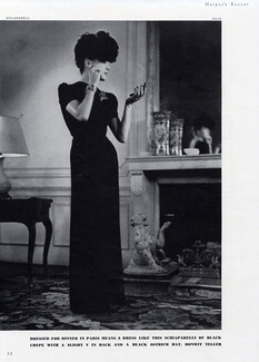 Schiaparelli (Couture) 1940 Evening Gown, Ostrich Hat, Kollar