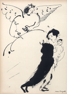 Marc Chagall 1943 "Christmas" Drawn especially for Vogue