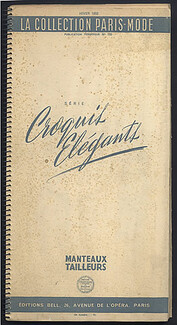 Croquis Elégants Winter 1952 Suits and Coats, Catalog with 28 fashion color plates, 56 pages