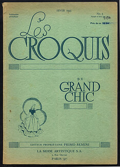 Les Croquis du Grand Chic Winter 1945 Dresses, Suits and Coats, Catalog with 24 fashion color plates, 48 pages