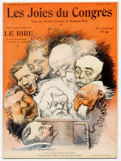 LE RIRE 1906 N°156, Charles Léandre, "Les Joies du Congrès" Fallières, HT Jaurès, Hermann-Paul