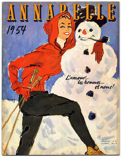 Annabelle 1954 (Edition Française) Janvier, N° 155, Zoltan Kemeny, Skiing, Raymond Peynet