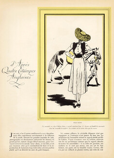 D'Après Quatre Estampes Anglaises, 1938 - Pierre Mourgue Maggy Rouff, Robert Piguet, Molyneux, Revillon, Horse Racing, Text by Martine Rénier, 4 pages