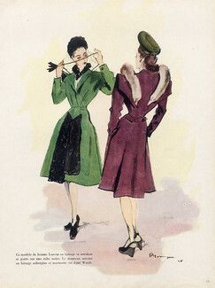 Mourgue 1945 Jeanne Lanvin & Worth, Fashion Illustration