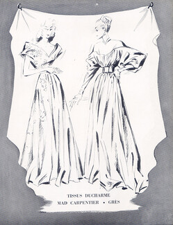 A. Delmar 1945 Ducharne, Mad Carpentier, Grès, Evening Gown