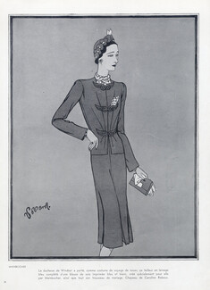 Mainbocher (Couture) 1936 Duchesse de Windsor, Douglas Pollard, Caroline Reboux (Millinery)