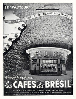 Café du Brésil 1939 Pasteur Ocean Liner, Sao Paulo, Rio, Bahia, Pernambouc, Santos, Paranagua