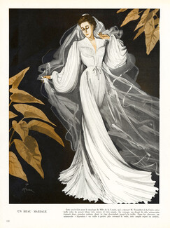 Grès 1945 René Gruau, Wedding Dress, Melle de La Londe