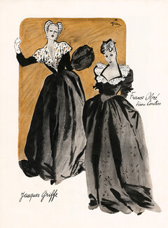 Jacques Griffe & France Obré 1945 René Gruau, Evening Gowns