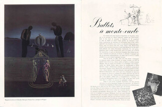 Ballets à Monte Carlo, 1938 - Salvador Dali Grand Ballet de Monte Carlo, "Tristan Fou" Schiaparelli's costumes, Nina Tarakanova, Massine, 5 pages
