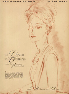 Pierre Mourgue 1937 Princesse Djordjadze & Donna Margaret Riccio (Portraits) Oriental Turban