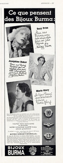 Burma 1937 Suzy Prim, Josephine Baker, Marie Glory