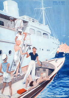 Henry Fournier 1934 Le Retour du Yacht, Sailor, Boat