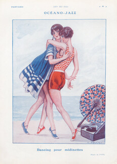 Georges Pavis 1929 Océano Jazz, Dancers on the Beach, Midinettes
