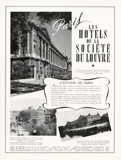 Hôtels de la Société du Louvre 1951 Hôtel de Crillon, Hôtel du Louvre, Hôtel du Palais d'Orsay