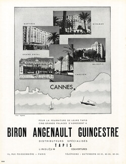 Biron Angenault Guincestre (Tapis) 1947 Cannes, Le Carlton, Majestic, Miramar, Partinez, Grand Hôtel, Photo Sigallas