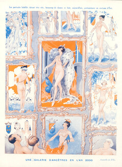 D'Es (D'Espagnat) 1931 Galerie d'Ancêtres en l'An 2000, Nude Woman, Model