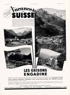 Office du Tourisme - Suisse (Switzerland) 1937 Les Grisons Engadine, Tarasp, Pontresina St Moritz