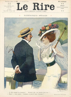 Albert Guillaume 1910 Elegant Umbrella Seashore