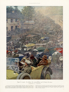 L. Sabattier 1923 Après le circuit : la colonne des automobilistes...