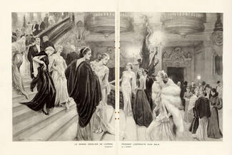 J. Simont 1936 Le Grand Escalier de l'Opéra pendant l'entracte d'un gala