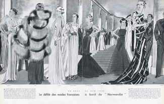 Pierre Mourgue 1935 Callot Soeurs, Weil, Jenny, Rouff, Lanvin, Lelong, Vionnet, Worth, Fashion Show "Normandie" The first trip