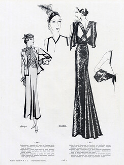 Léon Bénigni 1934 Chanel, Black Evening Gown