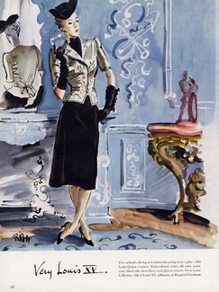 René Bouët-Willaumez 1941 Louis-Quinze costume at Bergdorf Goodman, Evening Gown at Henri Bendel