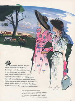 Jean Pagès 1941 Print Dresses inspired by Elizabeth Arden, Bonwit Teller