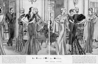 Pierre Mourgue 1933 Chez Lucien Lelong (Portrit) "Le Coup d'oeil du Maître", Fashion Show