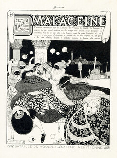 Malaceïne 1920 Bataille de Houppes - Scène Vénitienne, Gerda Wegener, Venice... Carnival Costume