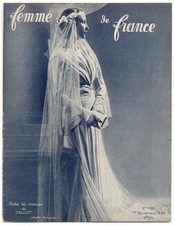 Callot Soeurs 1936 Wedding Dress, cover Femme de France, 36 pages
