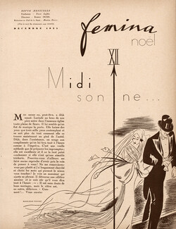 Midi sonne, 1935 - Madeleine Vionnet Wedding Dress, René Gruau, Texte par Tristan Derème, 4 pages