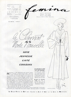 Le Climat de la Mode Nouvelle, 1937 - René Gruau Madeleine Vionnet, Schiaparelli, Maggy Rouff, Creed, Texte par Martine Rénier, 3 pages